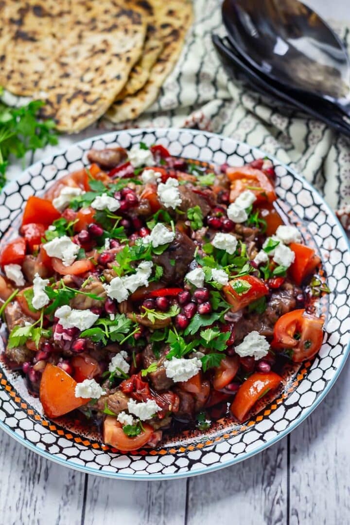 Smoky Aubergine Salad with Red Pepper • The Cook Report