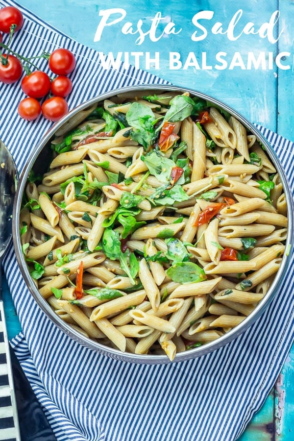 What's a summer celebration without pasta salad? This pasta salad recipe is so simple, it takes just 6 ingredients but is bursting with flavour from roasted tomatoes, balsamic and rocket. It is the epitome of a summer dish! #pasta #pastasalad #summerfood #summerrecipe #thecookreport