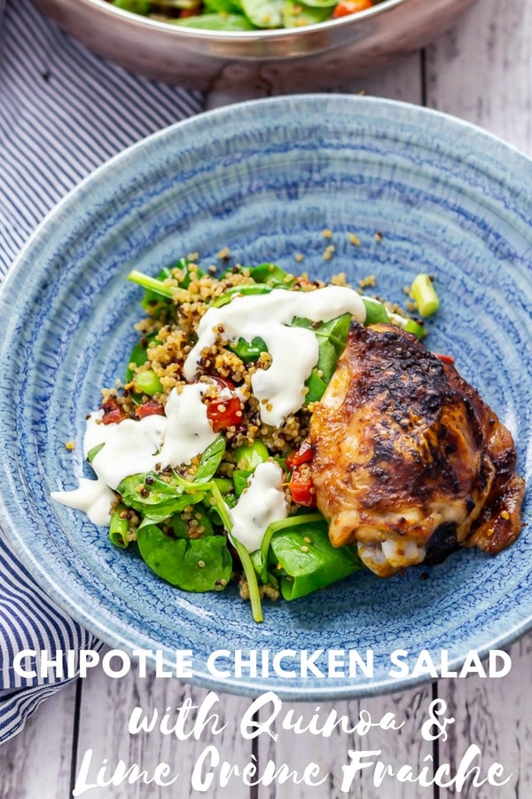 Pinterest image for chipotle chicken salad with text overlay