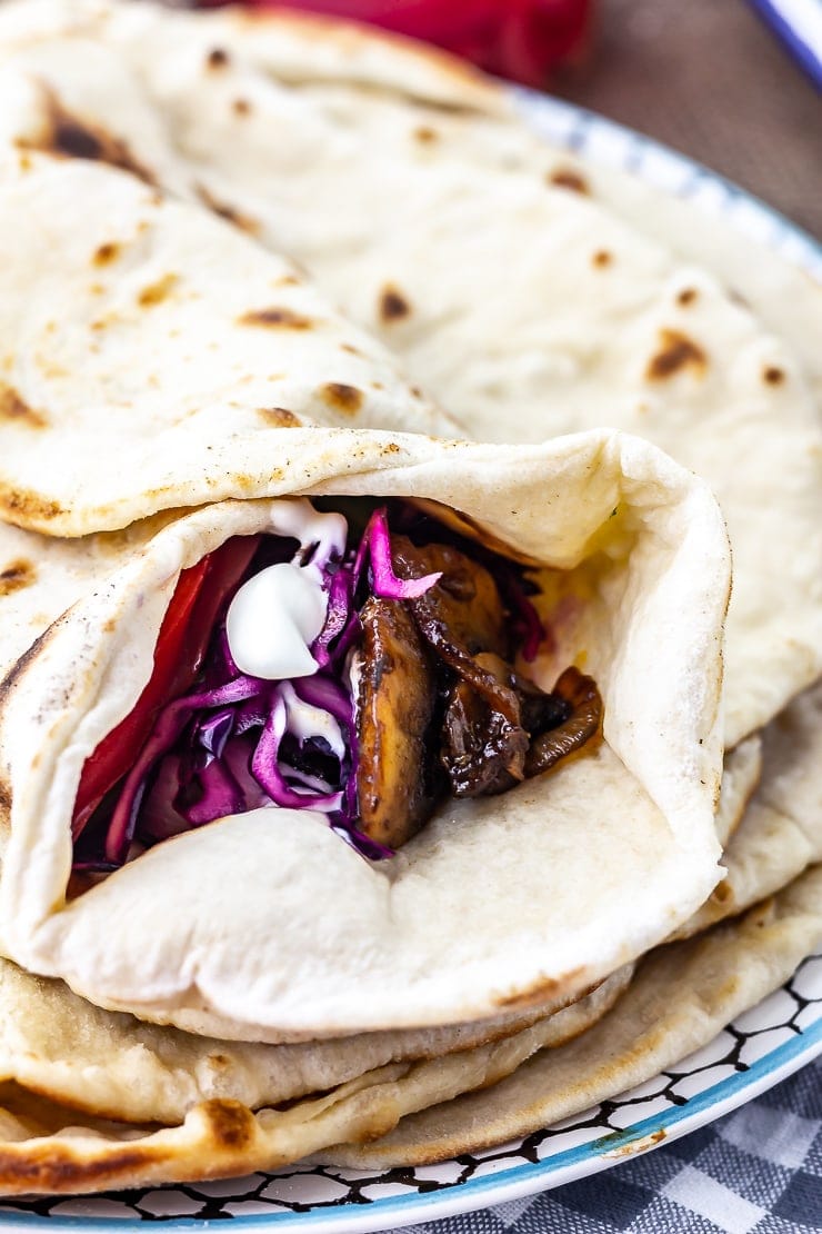 Mushroom wrap on a plate