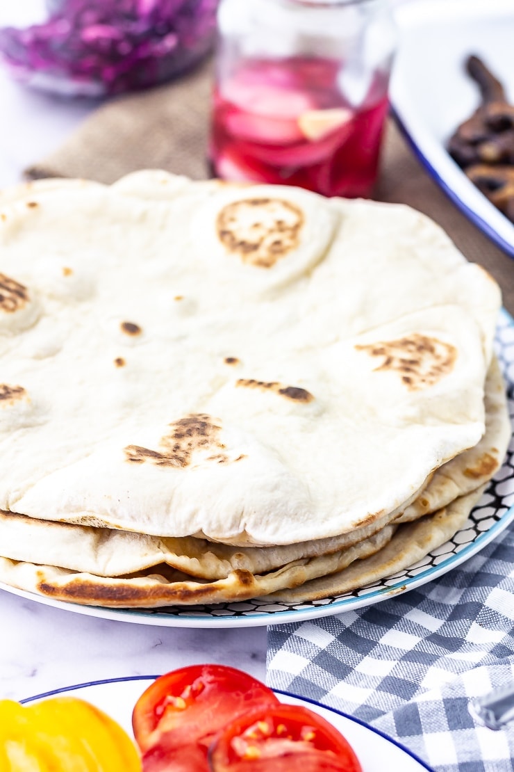 Flatbreads for mushroom wraps with a checked cloth