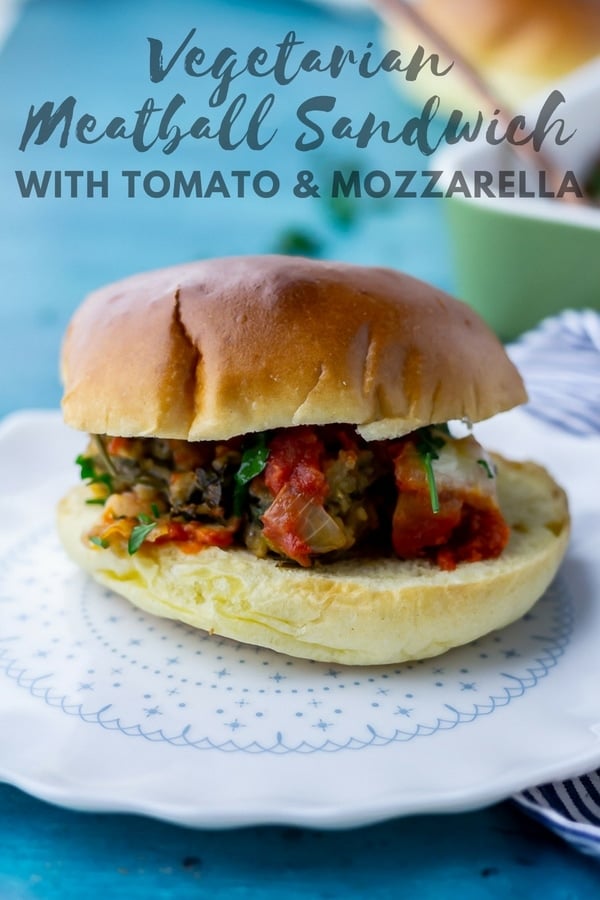 vegetarian meatball sandwiches with tomato & mozzarella