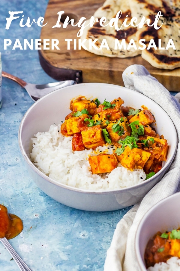 Pinterest image for paneer tikka masala with text overlay