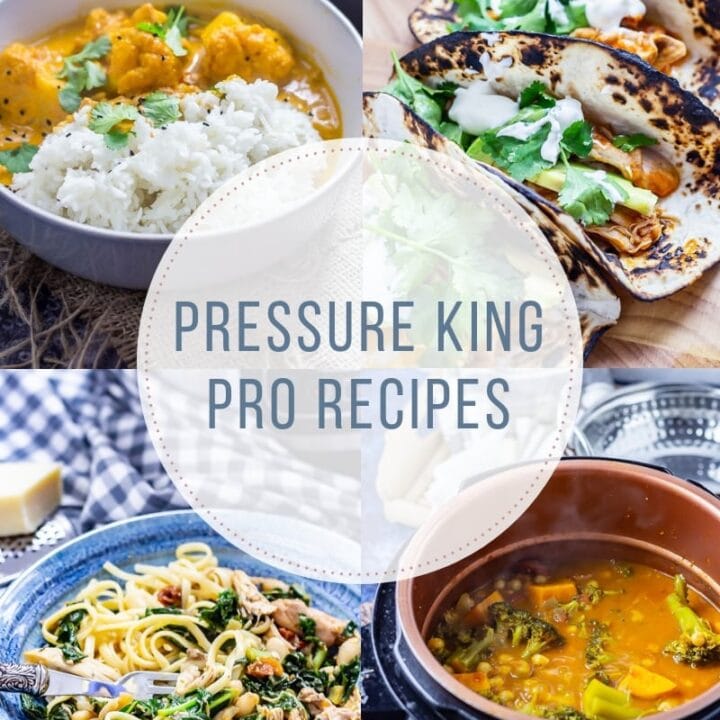 Combined image of pressure king pro recipes with text overlay