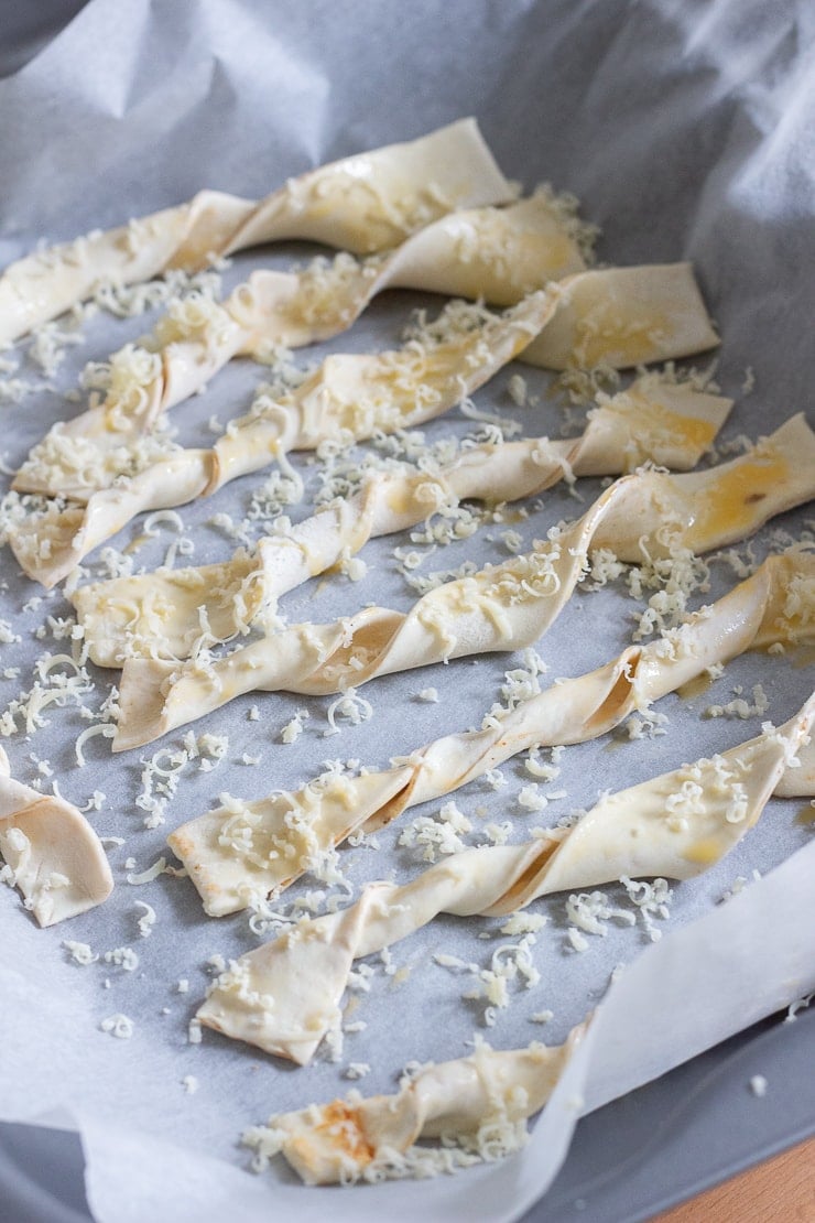 Chipotle cheese twists ready for baking