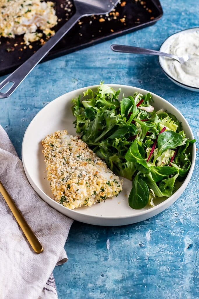 Parmesan Breaded Fish with Pesto Yoghurt Dip • The Cook Report