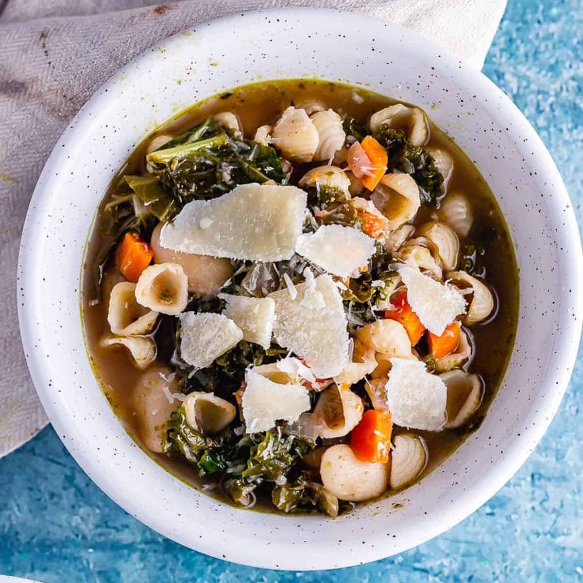 Veggie Pesto Pasta Soup with Kale • The Cook Report
