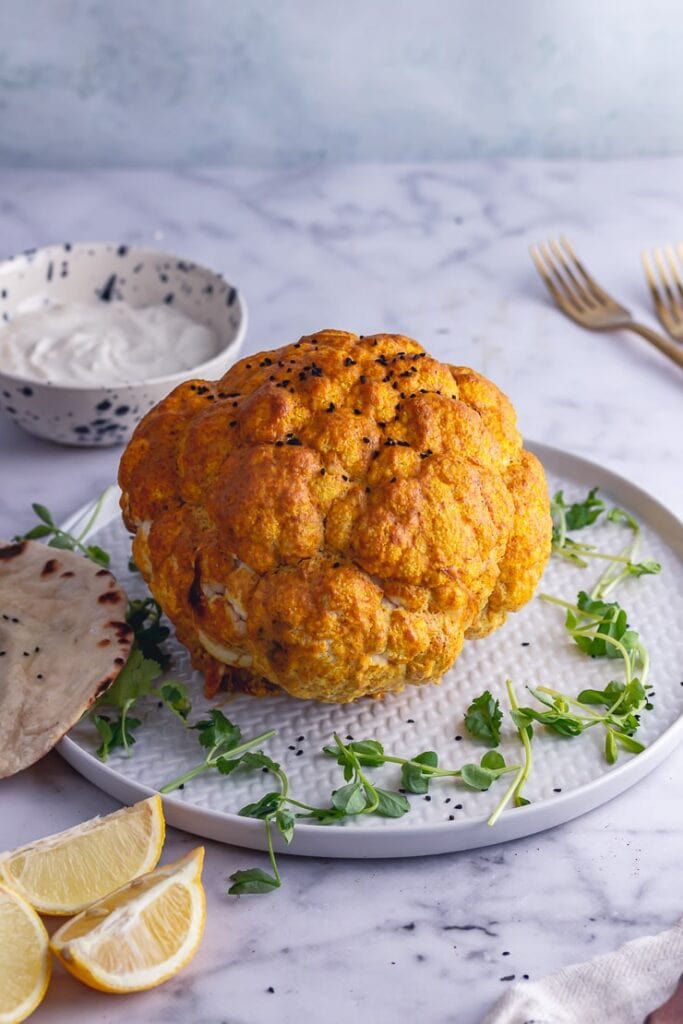 Whole Roasted Cauliflower with Tahini Sauce • The Cook Report