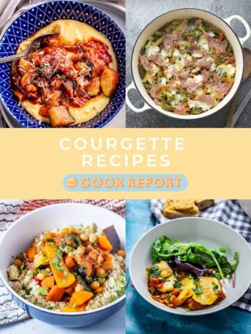 Pinterest image for courgette recipes collection with text overlay