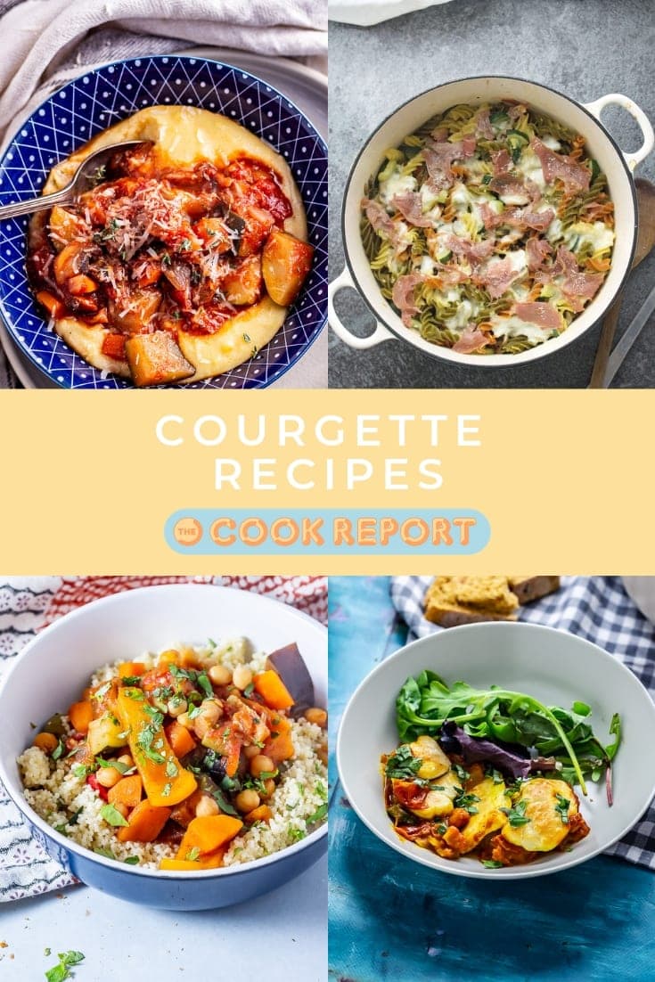 Pinterest image for courgette recipes collection with text overlay