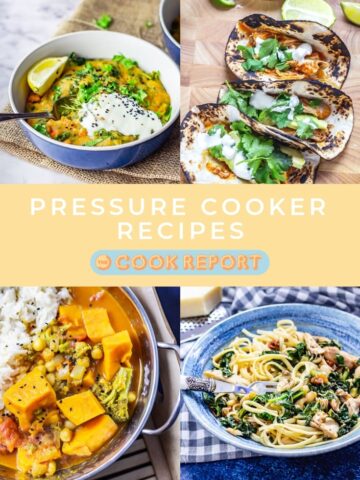 Pinterest image for pressure cooker recipes with text overlay