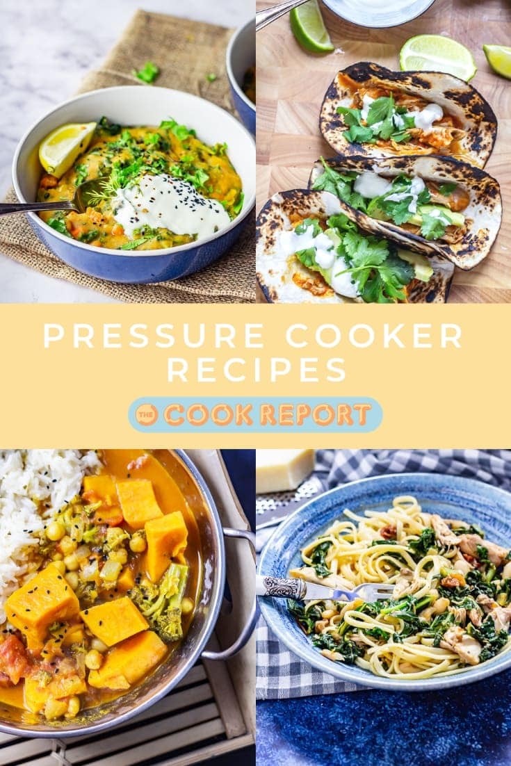 Pinterest image for pressure cooker recipes with text overlay