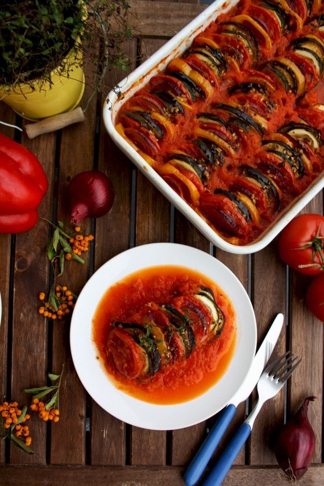 Ratatouille on a wooden background