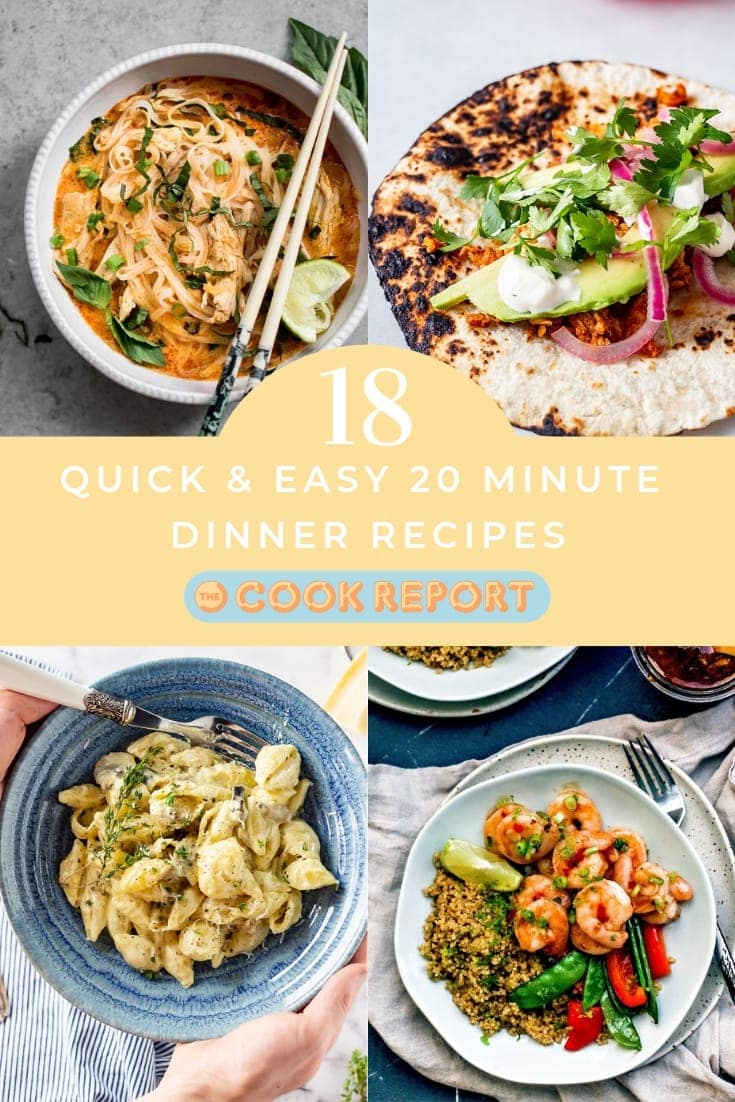 18 Quick & Easy 20 minute dinner recipes pinterest graphic
