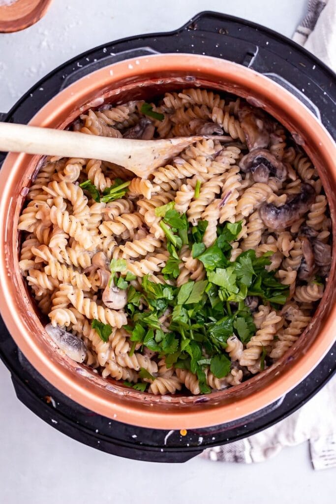 Pressure Cooker Creamy Mushroom Pasta • The Cook Report