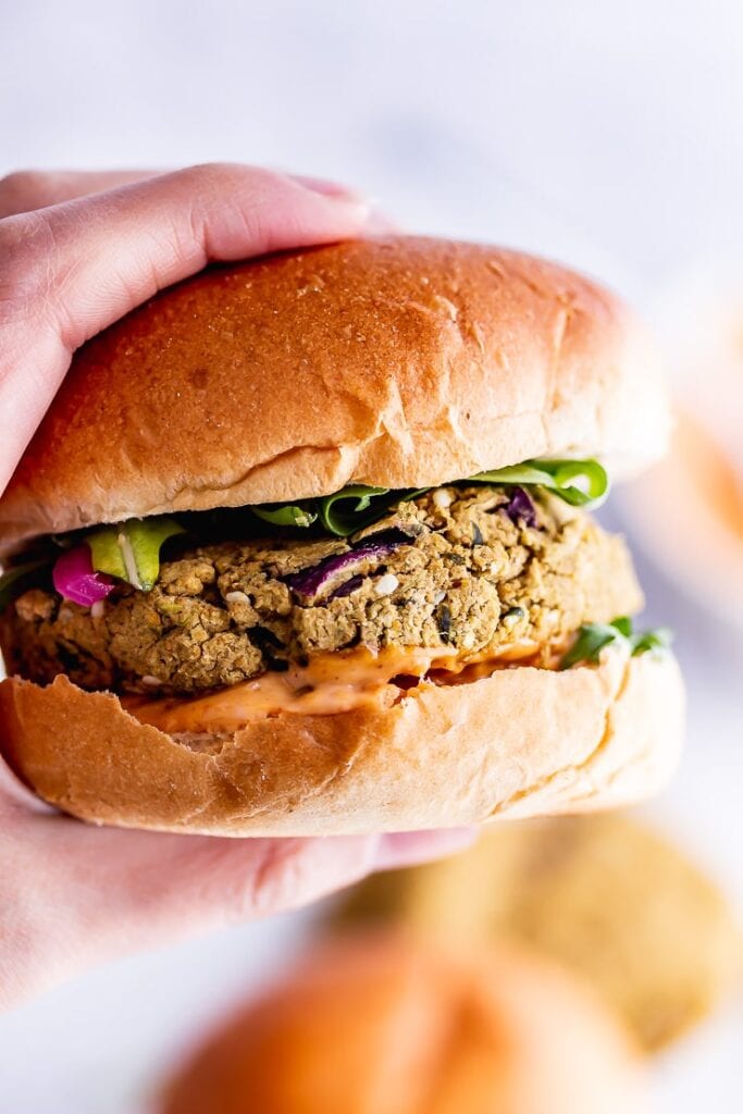 Baked Falafel Burger with Chipotle Mayo • The Cook Report