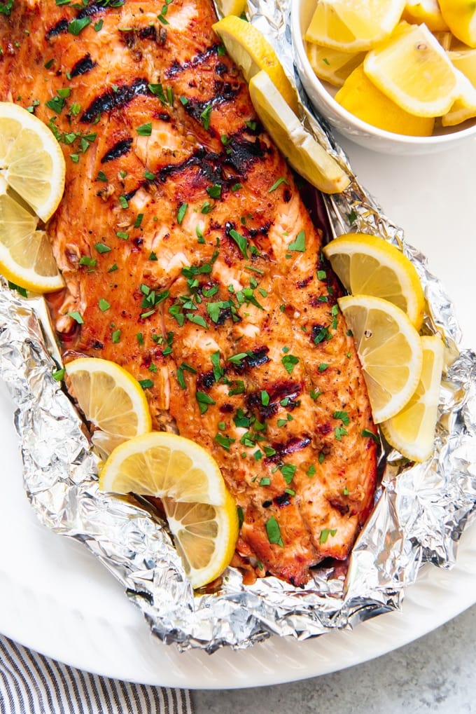 Grilled soy brown sugar salmon