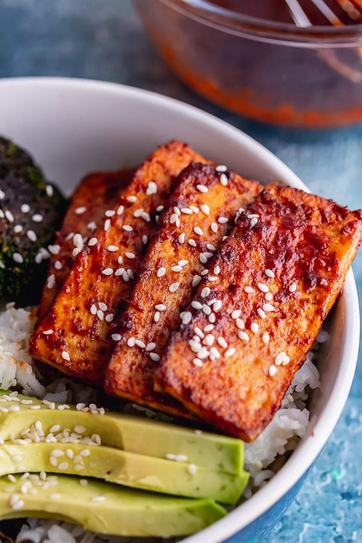 Glazed tofu on rice