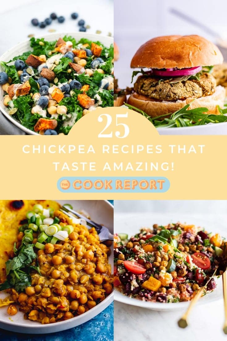 Graphic for chickpea recipes collection with text overlay