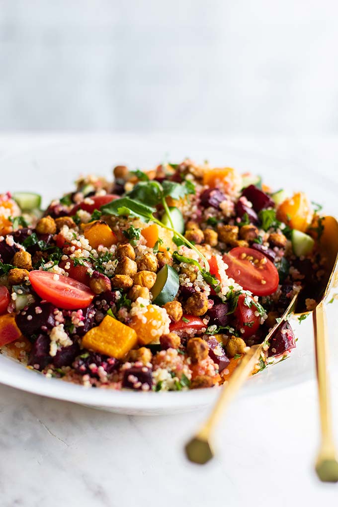 Close up of chickpea salad