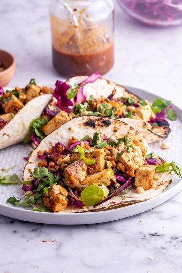 Peanut Tofu Tacos with Cabbage Slaw • The Cook Report