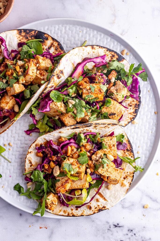 Peanut Tofu Tacos with Cabbage Slaw • The Cook Report