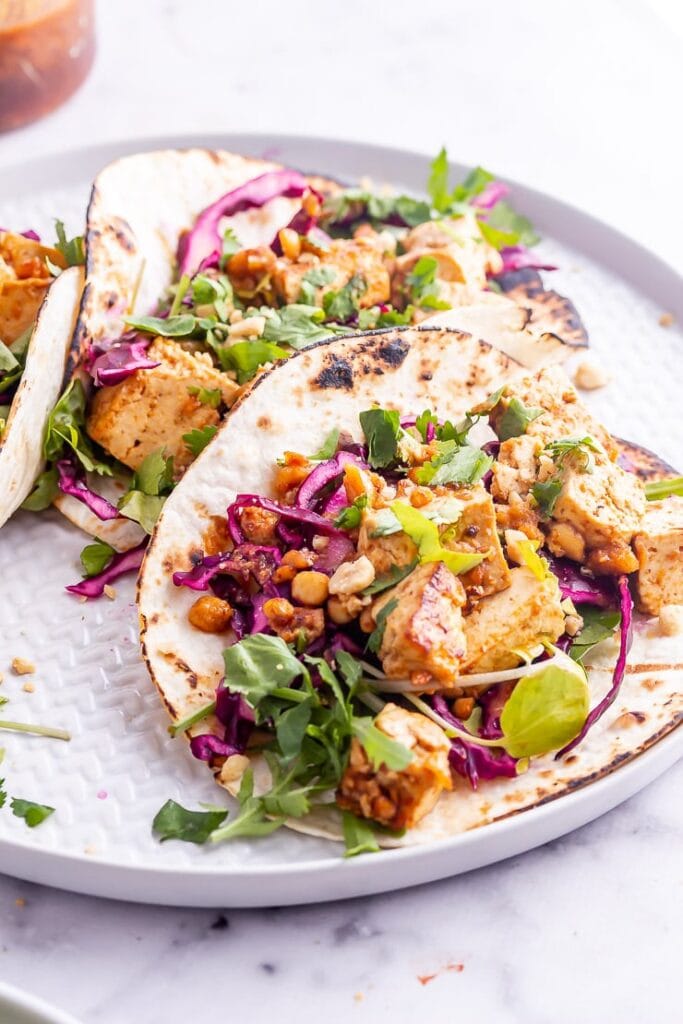 Peanut Tofu Tacos with Cabbage Slaw • The Cook Report