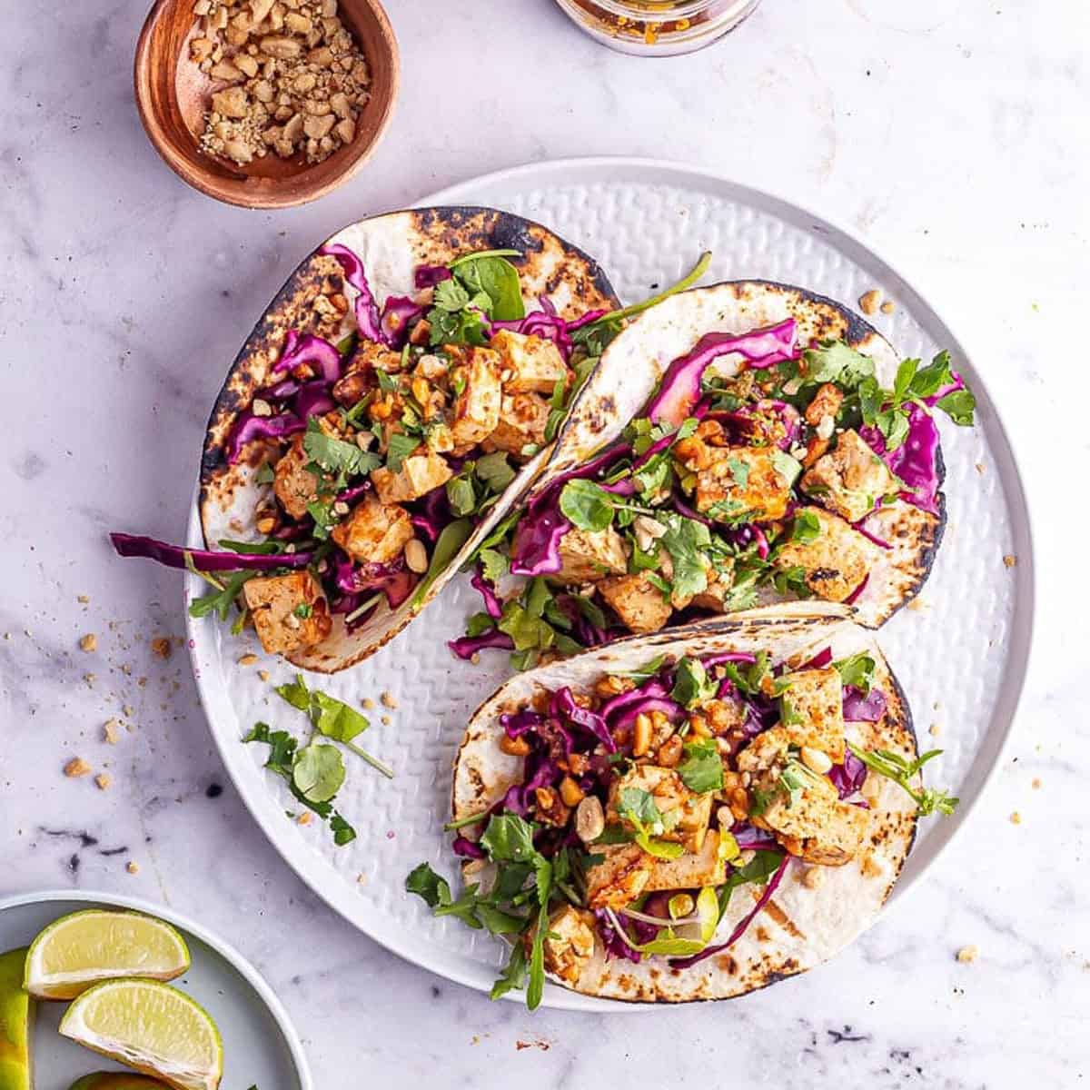 Peanut Tofu Tacos with Cabbage Slaw • The Cook Report