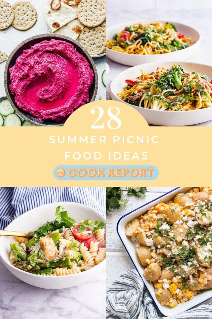 Pinterest image for picnic food ideas with text overlay