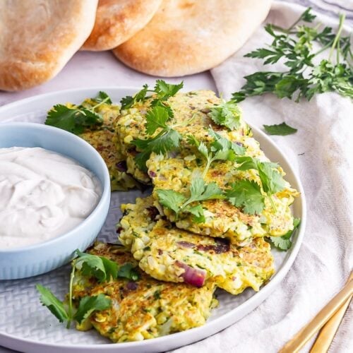 Cauliflower Fritters with Tahini Yoghurt Dip • The Cook Report