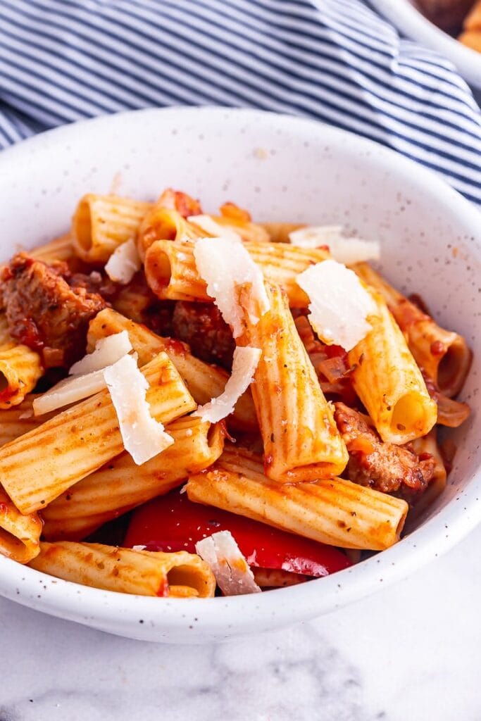 Sausage Pasta with Peppers & Tomato Sauce • The Cook Report