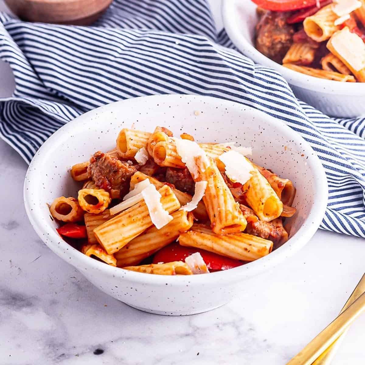 Sausage Pasta with Peppers & Tomato Sauce • The Cook Report