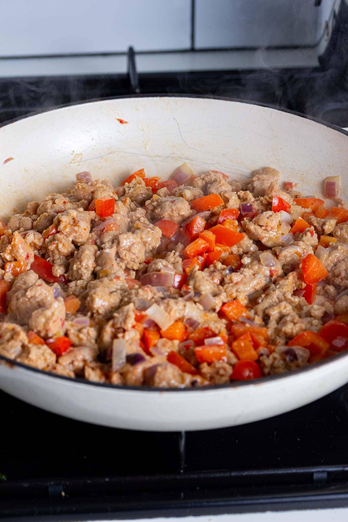 Sausage and vegetables in a pot