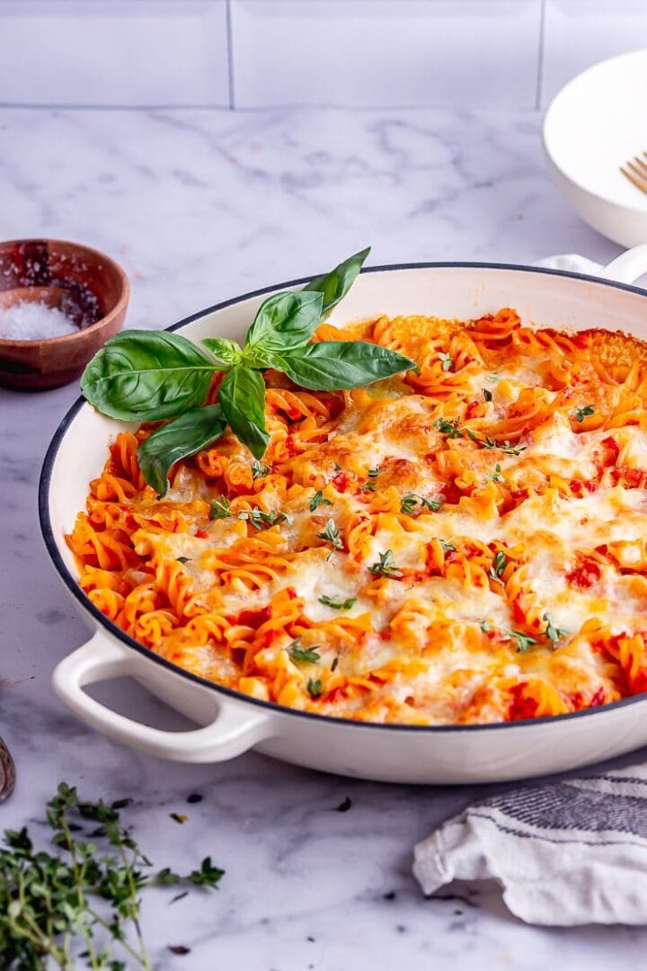 Cheesy Pasta Bake with Roasted Pepper Sauce • The Cook Report