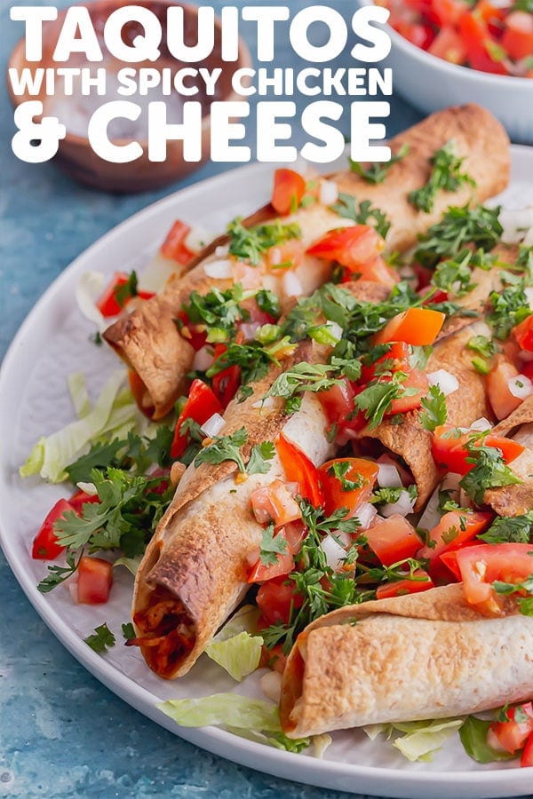 Pinterest image for taquitos with text overlay