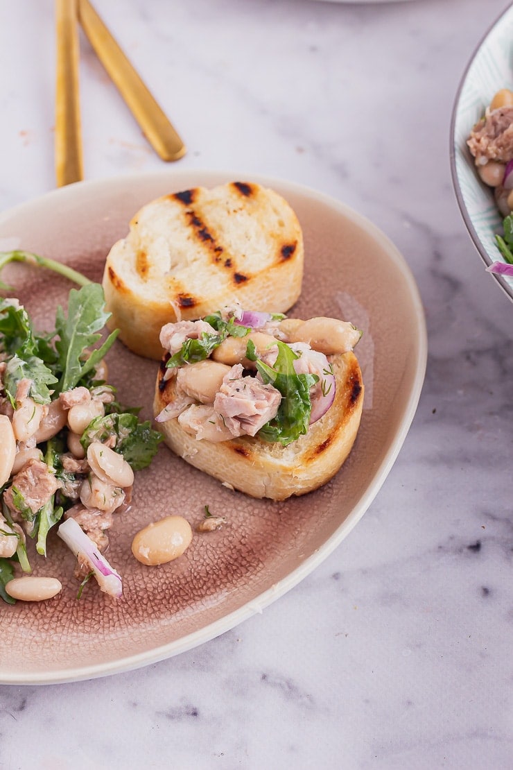 Close up of food on a pink plate