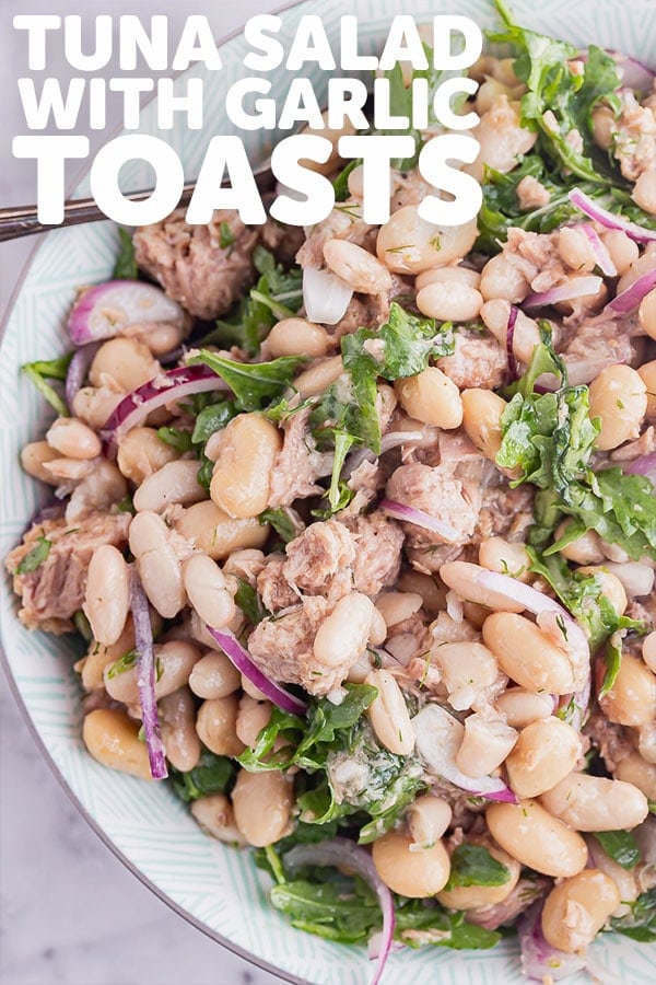 Pinterest image for tuna salad with text overlay