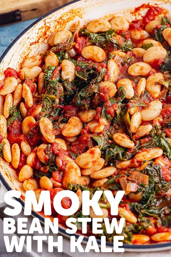Pinterest image for bean stew with text overlay