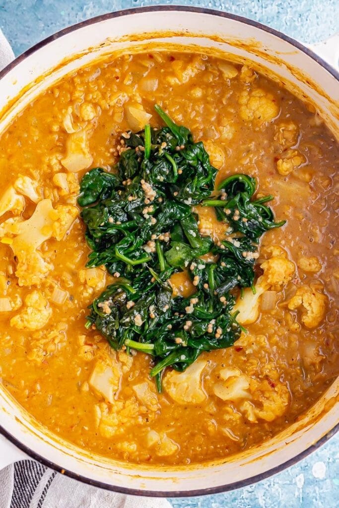 Cauliflower Lentil Curry with Spinach • The Cook Report