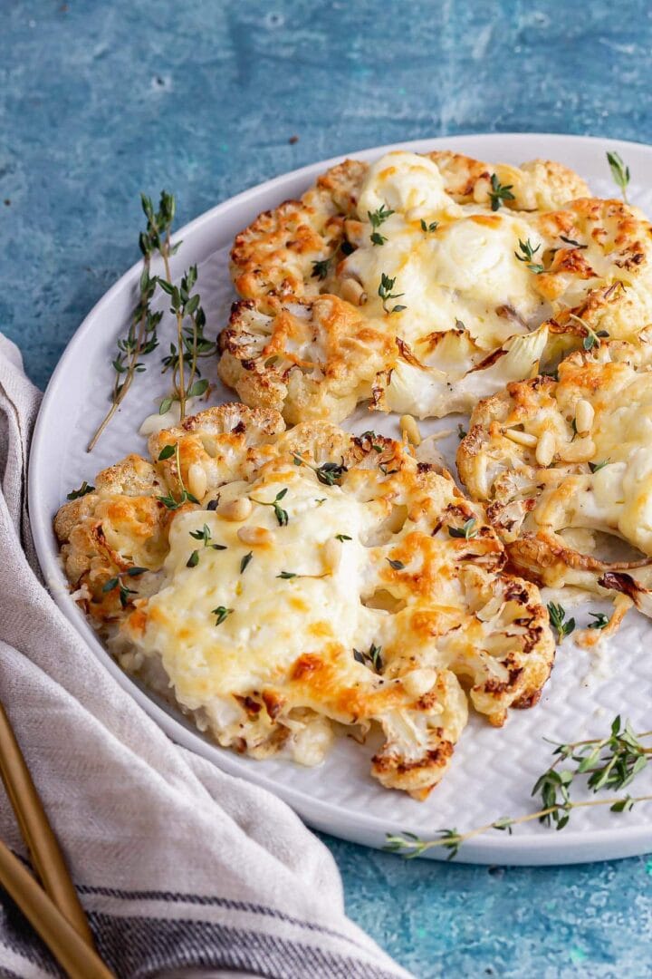 Cheesy Cauliflower Steak with Pine Nuts • The Cook Report