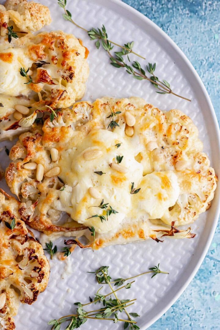 Cheesy Cauliflower Steak with Pine Nuts • The Cook Report