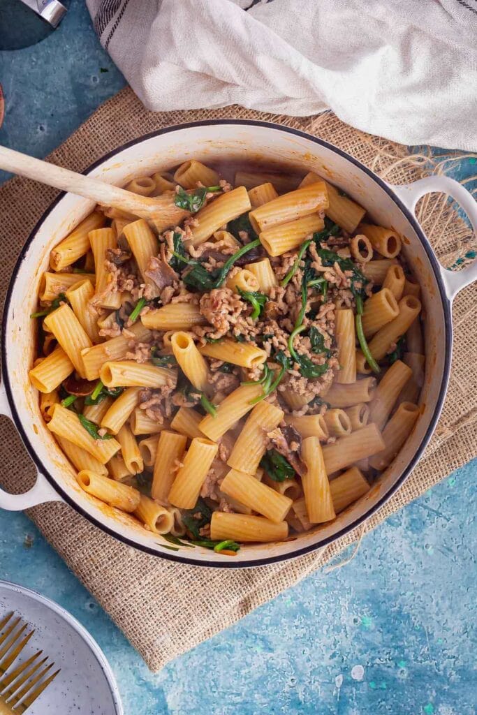 Pork Pasta with Dried Mushrooms & Spinach • The Cook Report