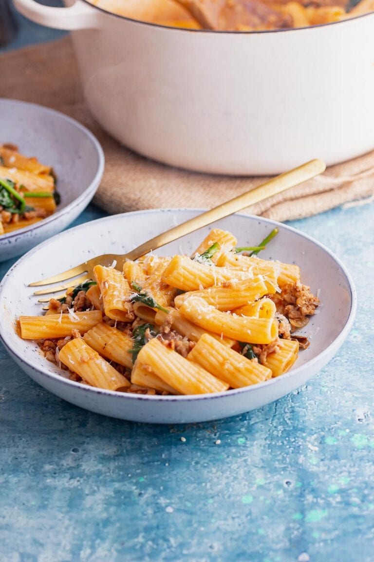 Pork Pasta with Dried Mushrooms & Spinach • The Cook Report