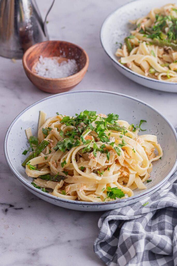 Salmon Crème Fraîche Pasta with Asparagus • The Cook Report