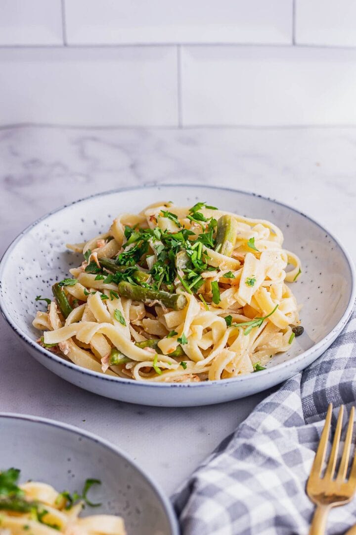 Salmon Crème Fraîche Pasta with Asparagus • The Cook Report