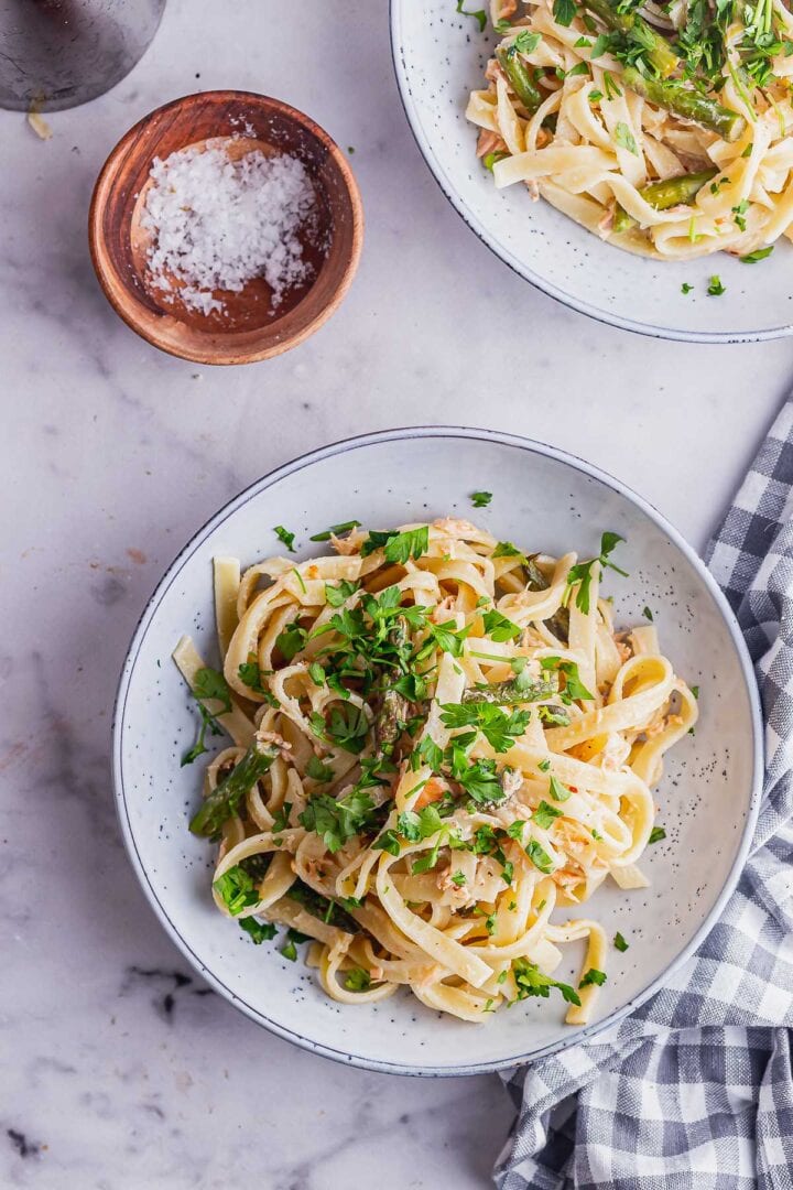 Salmon Crème Fraîche Pasta with Asparagus • The Cook Report