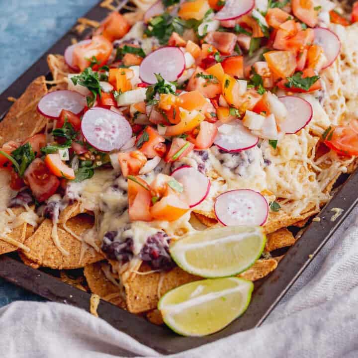 Close up of nacho toppings