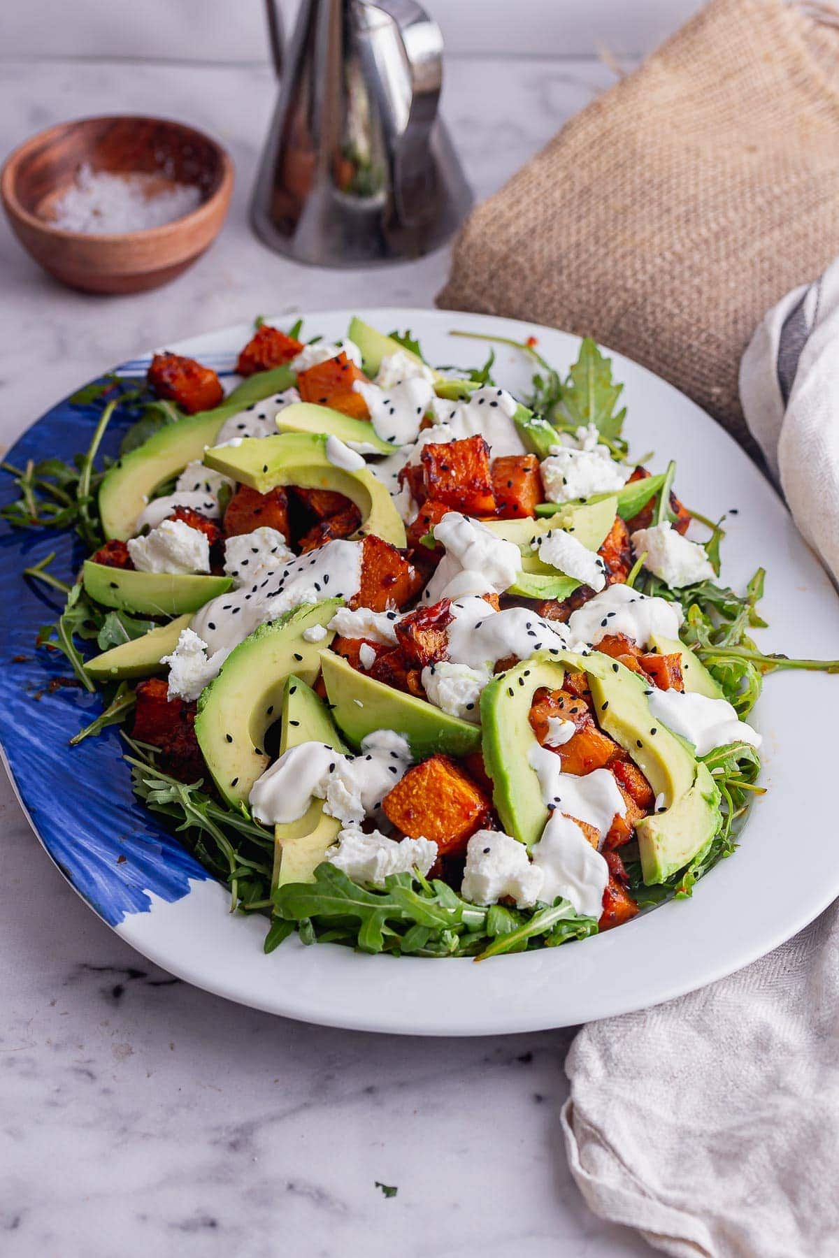 Winter salad on a marble surface