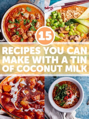 Pin for coconut milk recipes with text overlay