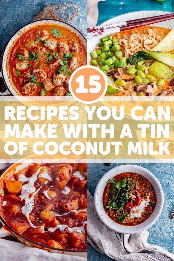 Pin for coconut milk recipes with text overlay